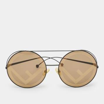 Pre Owned Fendi Brown/Black FF 0285/S Round Sunglasses