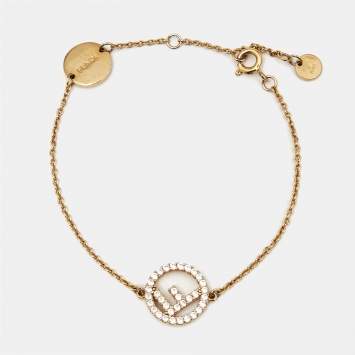 Fendi  F Is Fendi Crystals Gold Tone Bracelet