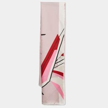Fendi Pink Abstract Print Silk Scarf