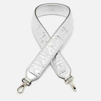 Fendi Silver Zucca Embossed Leather Strap You Shoulder Bag Strap