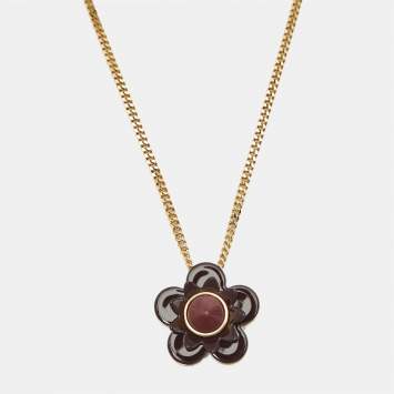 Fendi Blossom Resin Gold Tone Necklace
