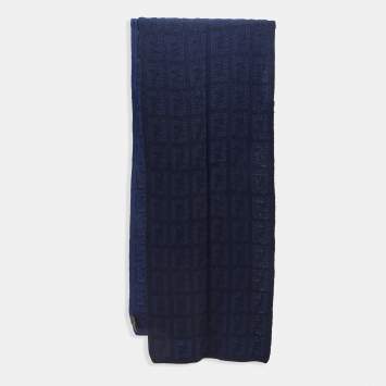 Fendi Blue FF Jacquard Knit Stole  