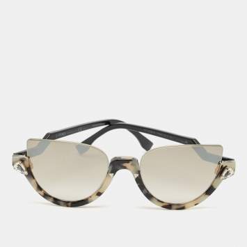 Pre Owned Fendi Brown Gradient FF 0138/S Blink Half Rimless Cat Eye Sunglasses