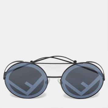 Pre Owned Fendi Black FF 0285/S F is for Fendi Round Sunglasses