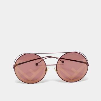Pre Owned Fendi Red FF 0285/S Round Sunglasses