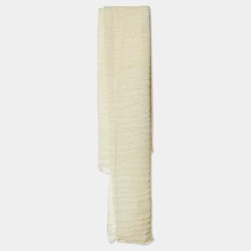 Pre Owned Fendi Cream Cotton & Linen Stole 