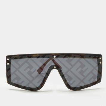 Pre Owned Fendi Brown/Black FF M0076/G/S Shield Sunglasses