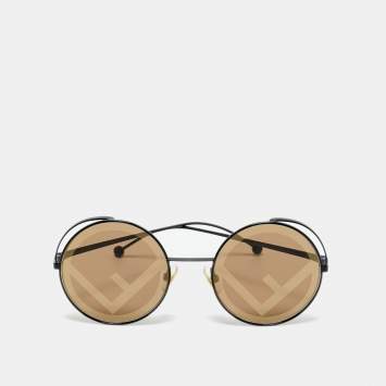 Pre Owned Fendi Brown/Black FF 0343/S Round Sunglasses