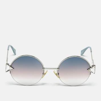 Pre Owned Fendi Blue/Pink Gradient FF024 Round Sunglasses