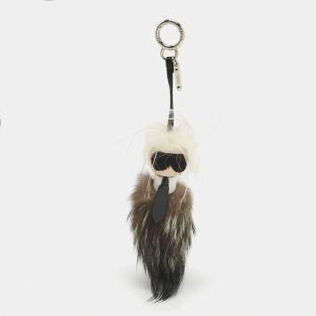 Pre Owned Fendi Multicolor Fur and Leather Karlito Bag Charm