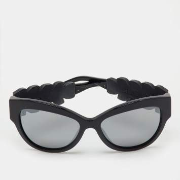 Pre Owned Fendi Black Mirrored FF0139/S Special Edition Crystal Cat Eye Sunglasses