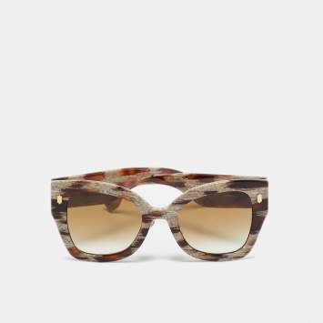 Pre Owned Fendi Brown Gradient FF0434/C/S Printed Frame Butterfly Sunglasses
