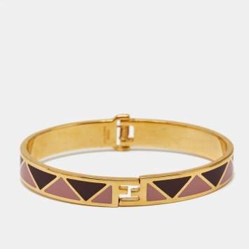 مملوكة مسبقًا Fendi FF Enamel Gold Tone Bracelet M