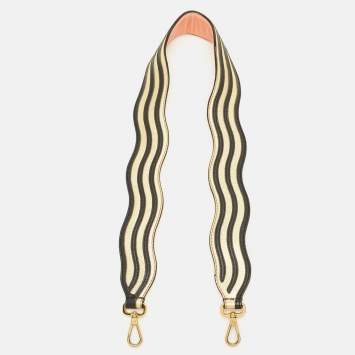 مملوكة مسبقًا Fendi Wave Stripe Bag Shoulder Strap Gold/Black Leather