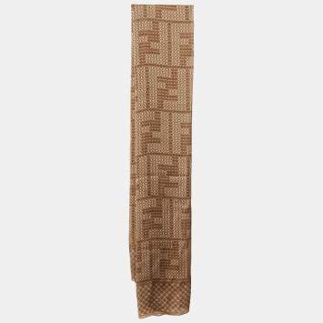 مملوكة مسبقًا Fendi Brown FF Interlace Print Silk Stole 
