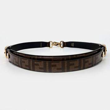 مملوكة مسبقًا Fendi Brown Canvas Leather Strap You