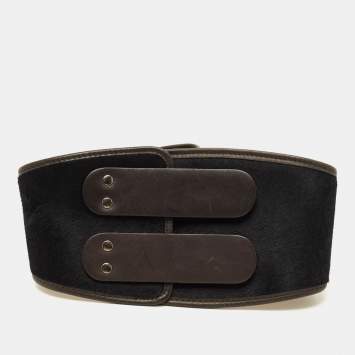 Pre Owned Fendi 65 CM Waist Belt Brown Calf Hair and Leather