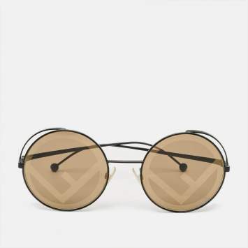 Pre Owned Fendi Brown/Black Zucca FF 0343/S Fendirama Round Sunglasses