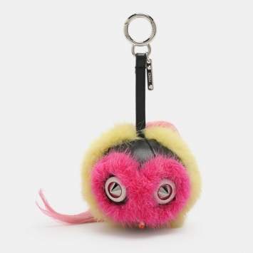 مملوكة مسبقًا Fendi Funky Monster Bug Multicolor Mink Fur and Leather Bag Charm