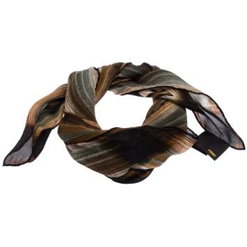 Pre Owned Fendi Multicolor Zucca Print Silk Square Scarf