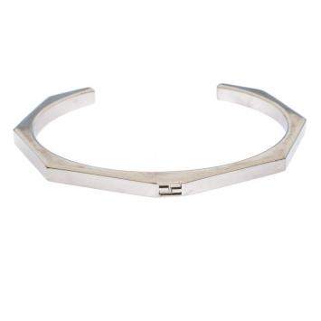 Pre Owned Fendi Baguette Silver Tone Open Cuff Bracelet