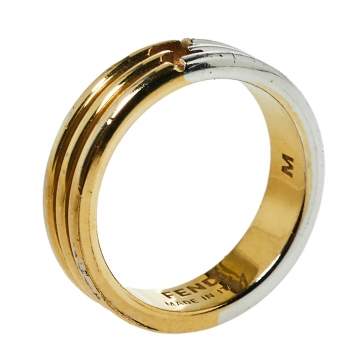 Pre Owned Fendi The Fendista Two Tone Narrow Band Ring M