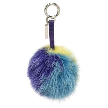 Pre Owned Fendi Tricolor Fur Pom Pom Bag Charm
