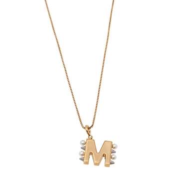 Pre Owned Fendi Abchic/Abclick Letter M Gold Tone Pendant Necklace