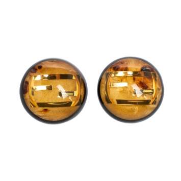 Pre Owned Fendi Beige/Black Resin FF Clip On Earrings