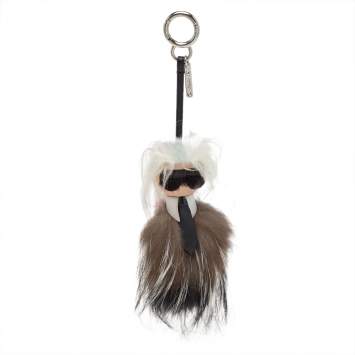 Pre Owned Fendi Multicolor Fur and Leather Karlito Bag Charm 