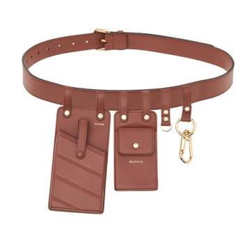 Pre Owned Fendi Brown Leather Multi Accessories Belt