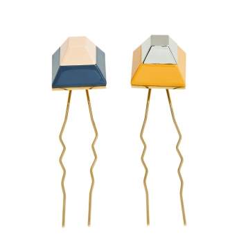 Pre Owned Fendi Multicolor Studded Set of 2 Hair Pins 