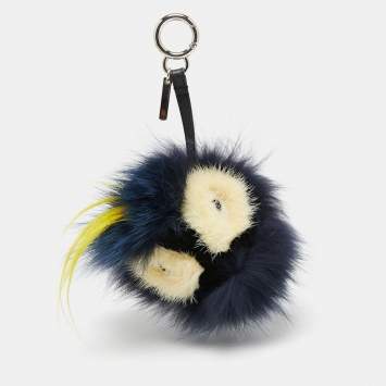 Pre Owned Fendi Tricolor Fur and Leather Zesty Bug Bag Charm
