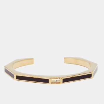 Pre Owned Fendi Burgundy Enamel Baguette Bracelet S