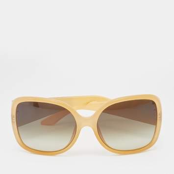 Pre Owned Fendi Cream/Green Gradient Pequin FS5254 Oversized Sunglasses