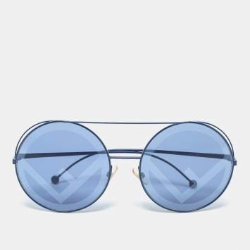 Pre Owned Fendi Blue FF 0285/S Gradient Round Sunglasses