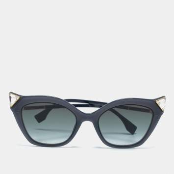 Pre Owned Fendi Grey / Green Gradient FF 0357/G/S Iridia Cat-Eye Sunglasses