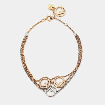 Pre Owned Fendi F is Fendi Three Tone Layered Bracelet