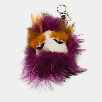 Pre Owned Fendi Multicolor Crystal Eyed Fur Monster Bag Charm