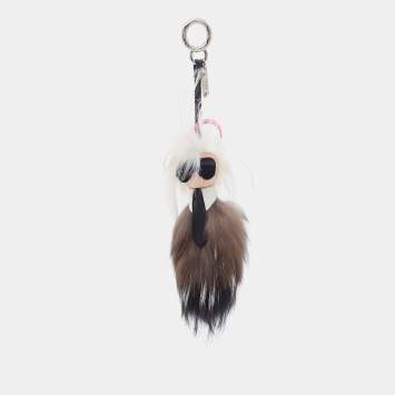 Pre Owned Fendi Multicolor Fox & Mink Fur Karlito Bag Charm
