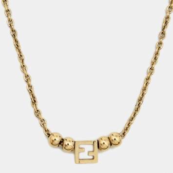 Pre Owned Fendi F is Fendi Gold Tone Necklace