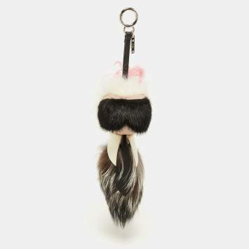 Pre Owned Fendi Multicolor Mink & Fox Fur Karlito Bag Charm