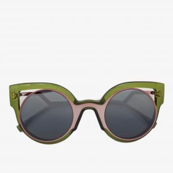 Pre Owned Fendi Green/Old Rose FF 0137/S Paradeyes Cat Eye Sunglasses 