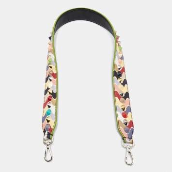 Pre Owned Fendi Multicolor Printed Leather Studded Strap You Bag Strap