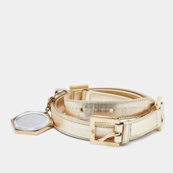 Pre Owned Fendi Metallic Leather Slim Waist Belt 90CM