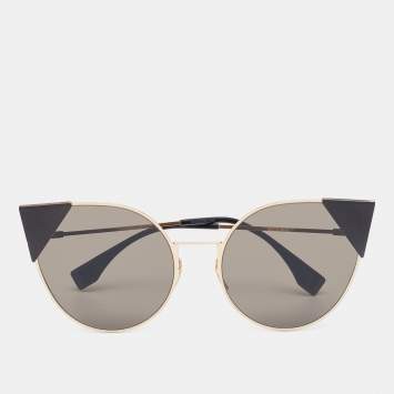Pre Owned Fendi Gold/Black FF091/S Cate Eye Sunglasses