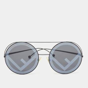 Pre Owned Fendi Black FF 0285/S Run Away Round Sunglasses