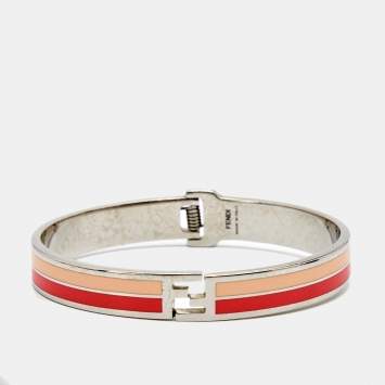 Pre Owned Fendi Fendista BiColor Enamel SIlver Tone Bracelet