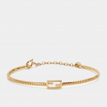 Pre Owned Fendi Baguette Gold Tone Bracelet