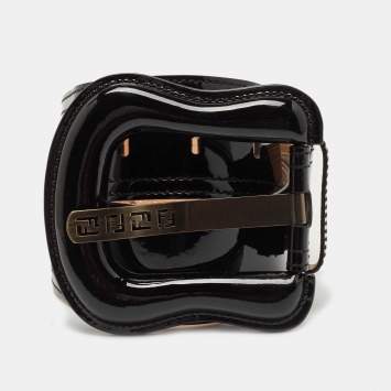 Pre Owned Fendi Black Patent Leather Wide Buckle Belt 90CM